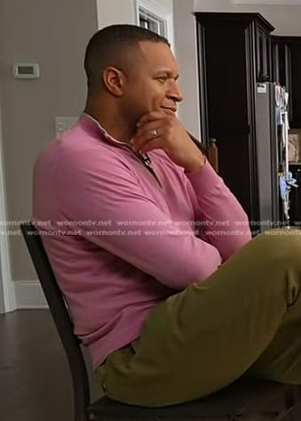 Craig Melvin's pink quarter-zip sweater on Today