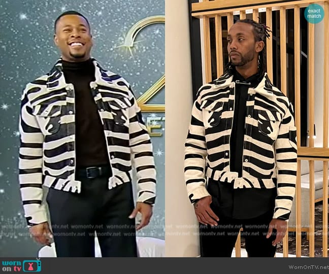 Grayscale Cropped Pony Hair Trucker Jacket worn by J. Alphonse Nicholson on Tamron Hall Show