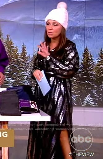 Gretta Monahan's sequin stripe shirtdress on The View