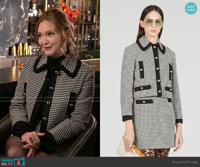 Gucci Gingham Tailored Jacket and Skirt worn by Sarah J. Maas on Today