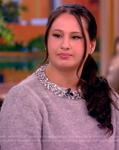 Gypsy Rose Blanchard’s gray embellished collar sweater on The View