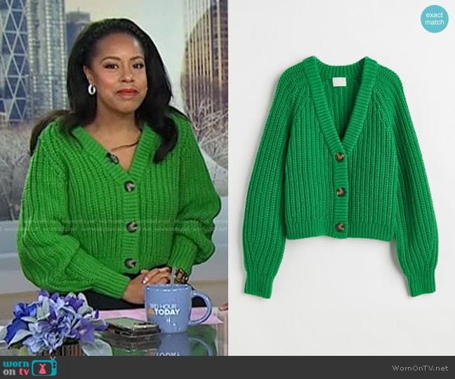 H&M V-neck Cardigan worn by Sheinelle Jones on Today