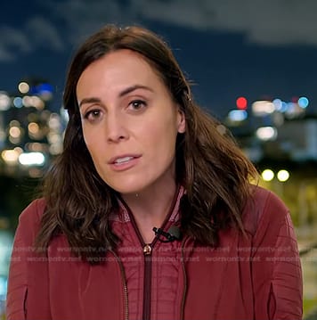 Hallie Jackson's red zip jacket on NBC News Daily