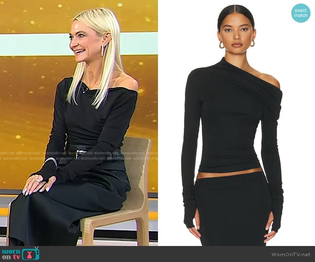 Helsa Matte Jersey Drape Shoulder Top worn by Zanna Roberts Rassi on Today