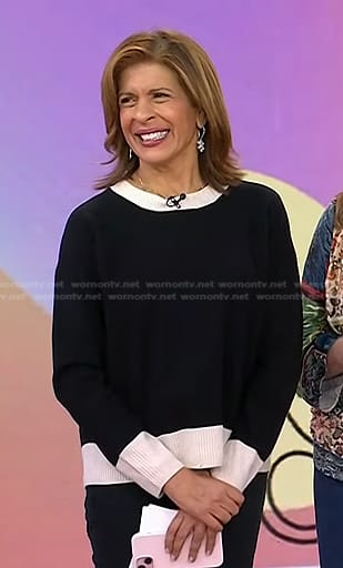 Hoda’s black colorblock sweater on Today