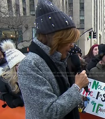 Hoda’s black embellished beanie on Today