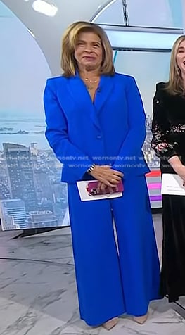 Hoda's blue blazer and wide-leg pants on Today