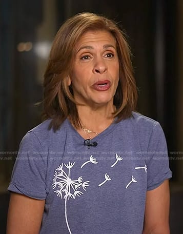 Hoda’s blue dandelion print tee on Today