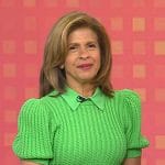 Hoda’s green cable knit puff sleeve sweater on Today