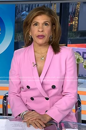 Hoda's pink double breasted blazer on Today