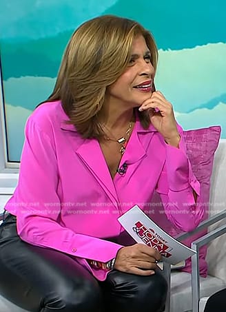 Hoda's pink notch collar blouse on Today