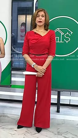 Hoda’s red belted jumpsuit on Today