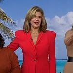 Hoda’s red seamed blazer and pants on Today