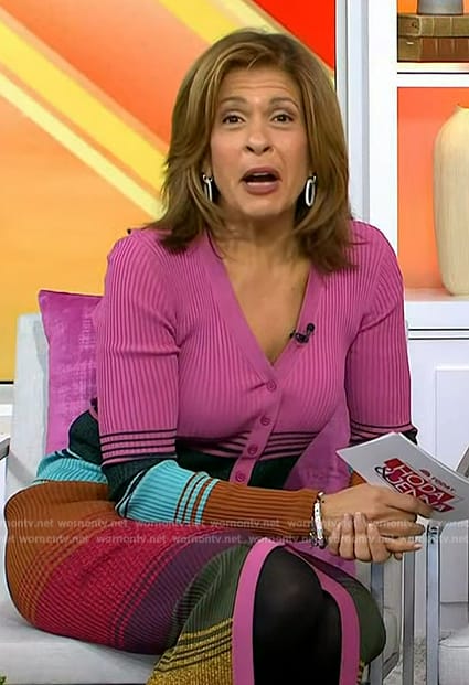 Hoda’s multicolor striped ribbed dress on Today