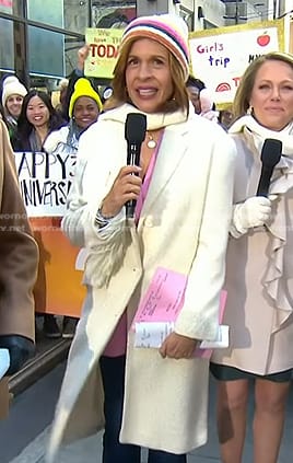 Hoda’s white wool coat on Today