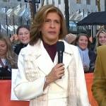 Hoda’s white ruffle coat on Today