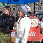 Hoda’s white coat and chunky boots on Today