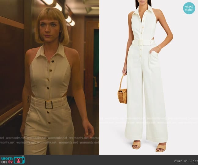 Intermix Brandy Cutout Jumpsuit worn by Imogene (Violett Beane) on Death and Other Details