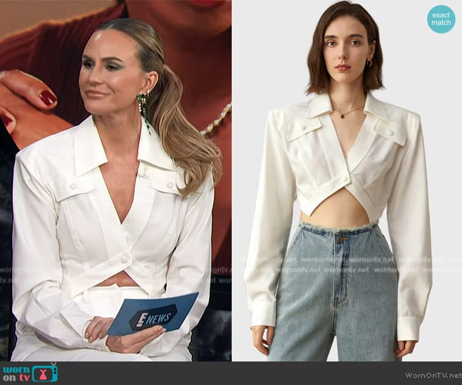 Vellare Irregular Cropped Shirt worn by Keltie Knight on E! News