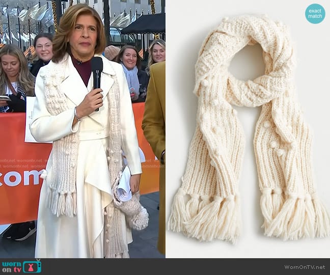 J. Crew Chunky Knit Bobble Scarf worn by Hoda Kotb on Today