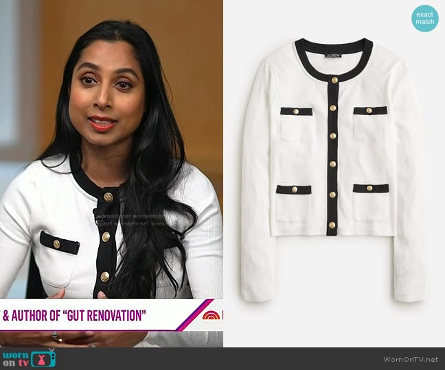 J. Crew Vintage Rib Lady Jacket in Ivory worn by Dr. Roshini Raj on Today