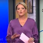 Jamie Yuccas’ purple pleated wrap dress on CBS Mornings