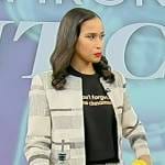 Jen Jones’ gray stripe jacket on Tamron Hall Show