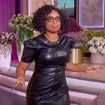 Jennifer’s black leather puff sleeve dress on The Jennifer Hudson Show