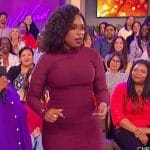 Jennifer’s burgundy mesh dress on The Jennifer Hudson Show