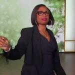 Jennifer’s black feather trim cropped blazer on The Jennifer Hudson Show