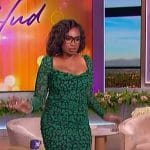 Jennifer’s green leopard print square neck dress on The Jennifer Hudson Show