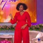 Jennifer’s red wrap jumpsuit on The Jennifer Hudson Show