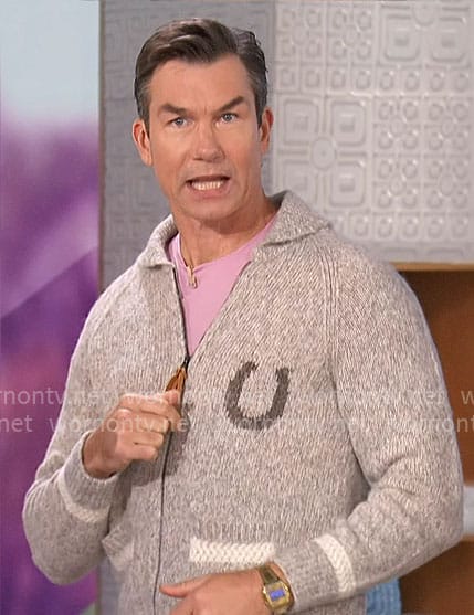 Jerry's horse zip up cardigan on The Talk