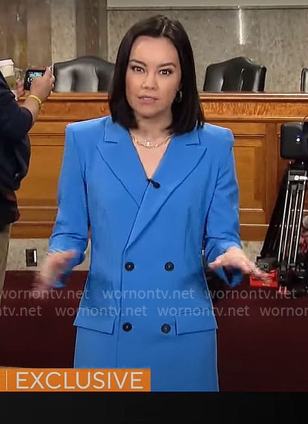 Jo Ling Kent's blue blazer dress on CBS Mornings