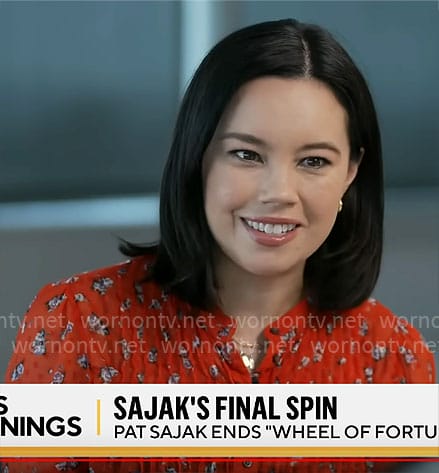 Jo Ling Kent's red floral blouse on CBS Mornings