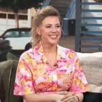 Jodie Sweetin’s pink floral print shirtdress on Access Hollywood