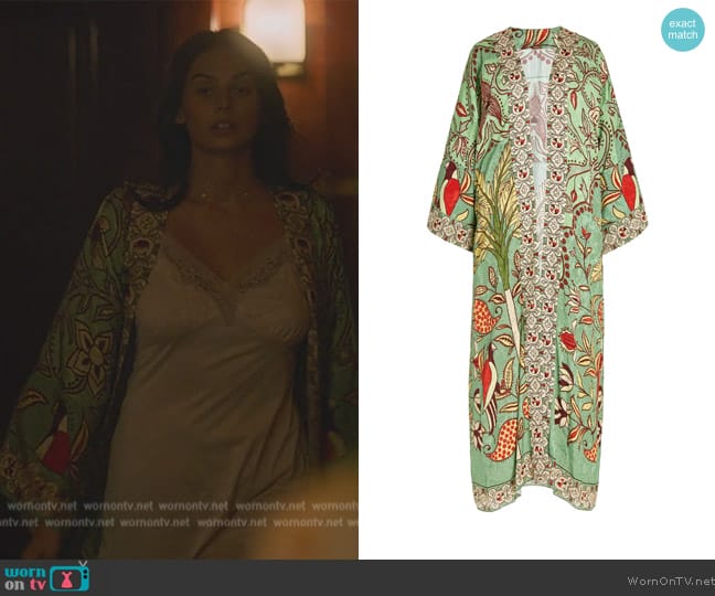 Johanna Ortiz Forbidden Paradise Printed Kimono worn by Leila (Pardis Saremi) on Death and Other Details