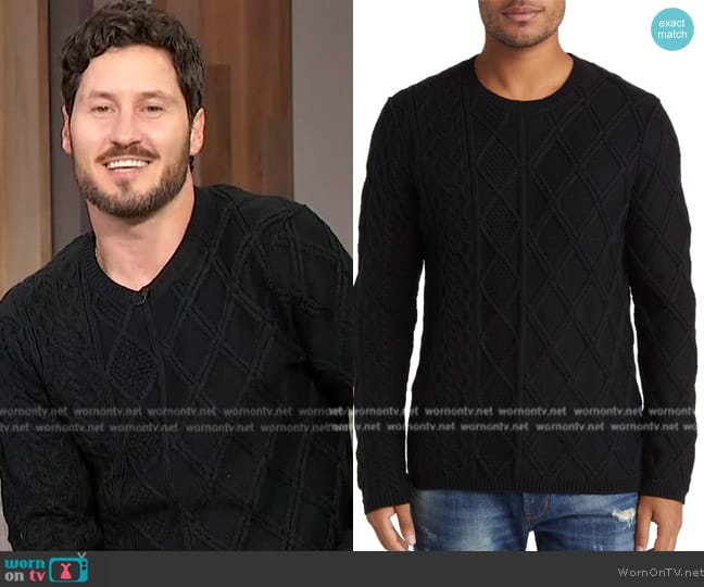 John Varvatos Dotel Cable Knit Sweater worn by Val Chmerkovskiy on Sherri