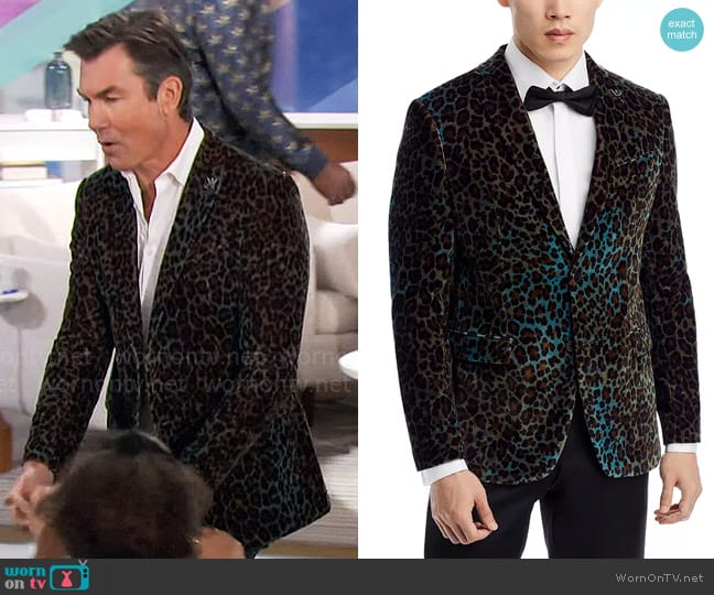 John Varvatos Star USA Velvet Leopard Print Slim Fit Jacket worn by Jerry O'Connell on The Talk