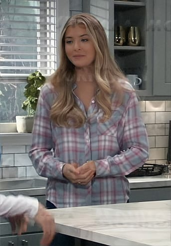 Josslyn's pink plaid shirt on General Hospital