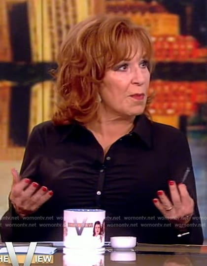 Joy’s black ruched shirt on The View