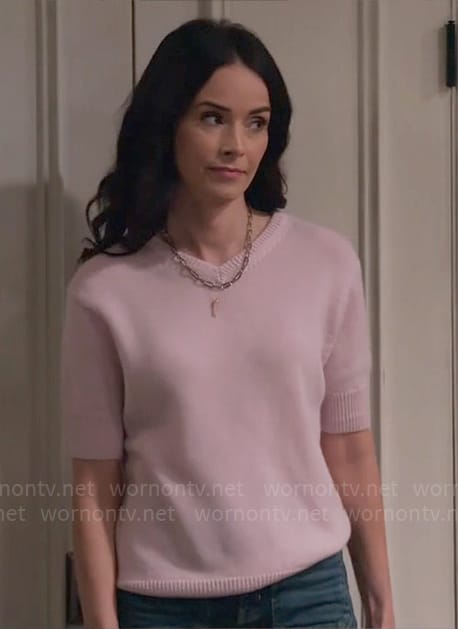 Julia's pink short sleeved sweater on Extended Family