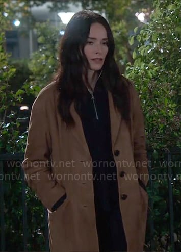 Julia's brown suede coat on Extended Family