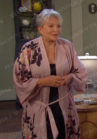 Julie's pink floral robe on Days of our Lives