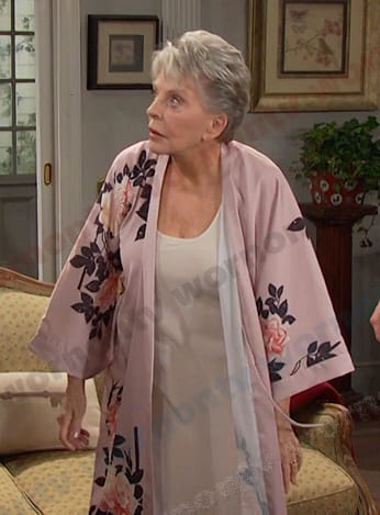 Julie's pink floral robe on Days of our Lives