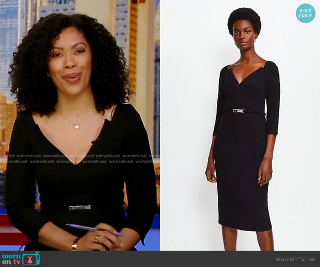 Karen Millen Forever Bar Belt Dress worn by Shirleen Allicot on Good Morning America