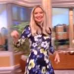 Kate Snow’s floral print lace inset dress on The View