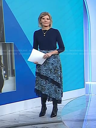 Kate Snow’s navy top and floral midi skirt on Today