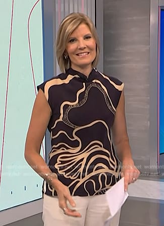 Kate's black and beige printed top on NBC News Daily