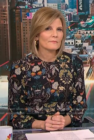 Kate Snow's black floral dress on NBC News Now